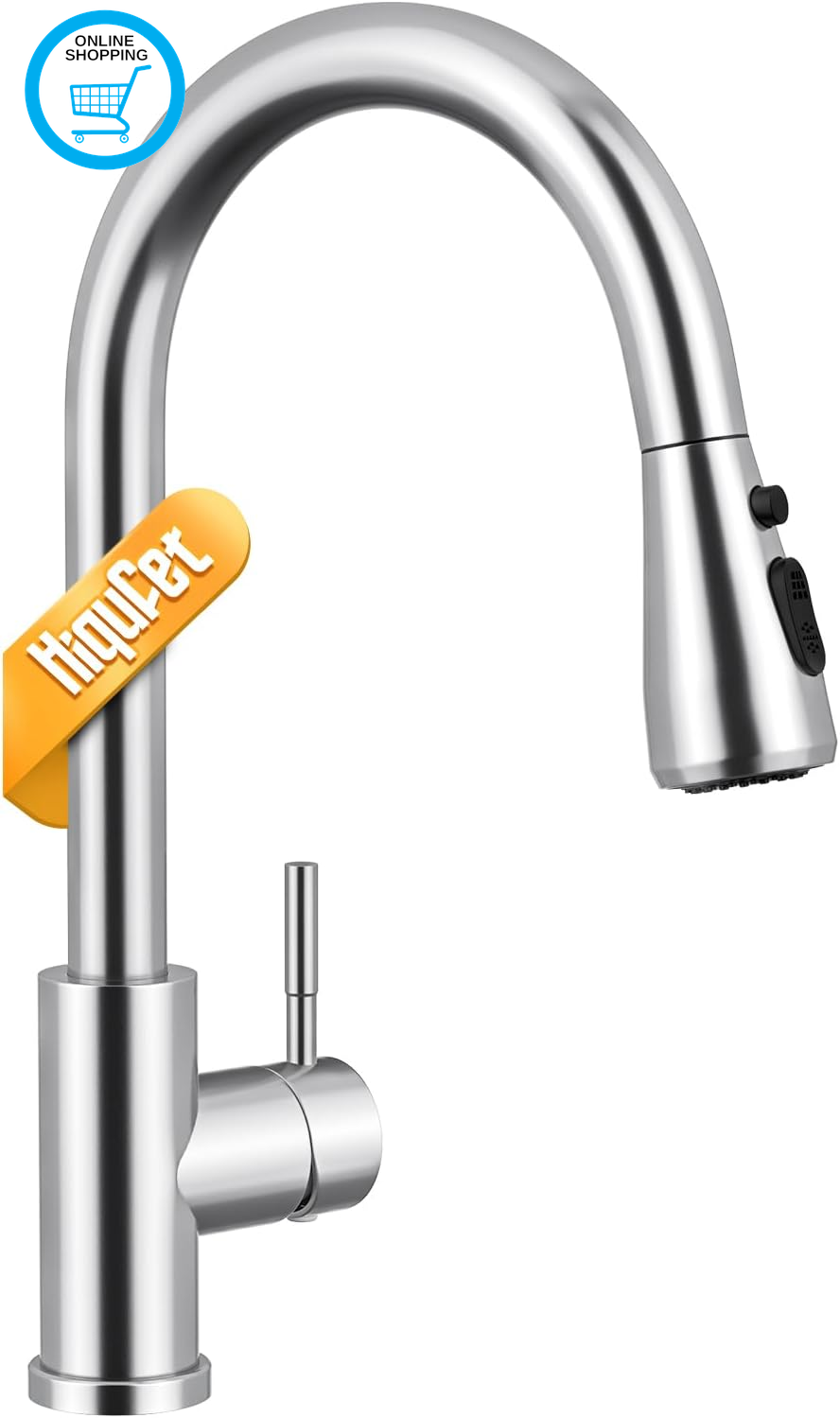 Kitchen Tap, Kitchen Mixer Taps with Pull down Sprayer, Stainless Steel High Arc