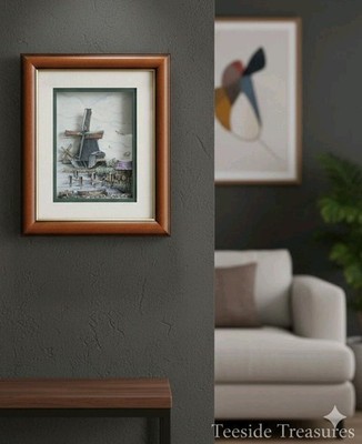 Wonderworld Anton Pieck Schattenkasten Holländische Windmühle Gerahmt Decoupage Kunst Wandbild!