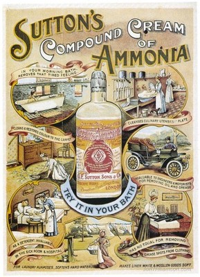 Sutton's Compound Cream of Ammonia Vintage Ad Poster c1910s - 24x32    