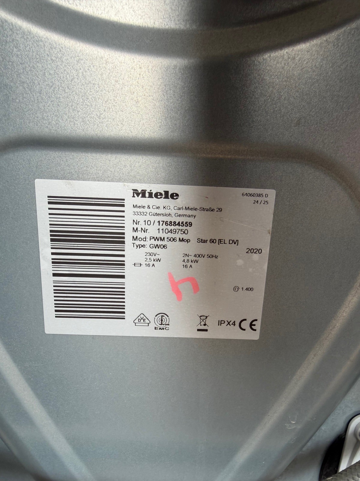 Miele Professional PWM 506 Mop Star 60 Waschmaschine 6kg 1400U/min AV – Bild 5