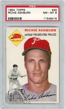 Richie Ashburn 1954 Topps Card #45 PSA 8 NM-MT