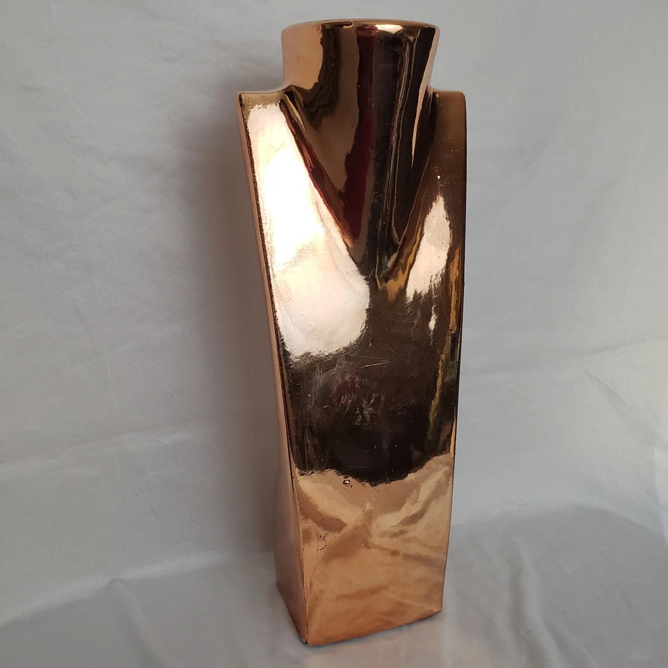 Collar de cerámica tono dorado cobre brillante soporte de exhibición busto cuello 21,5" de alto Foto 4 de 4