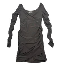 Hollister Body Con Mini Dress Size XS Black Ruched Sheer Sleeves EUC