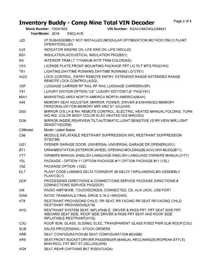 Buick Enclave 2016 puerta de guantera usada OEM 4x4 126 k millas stock #091905 Foto 4 de 4