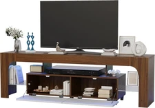 Modern TV Stand for TVs up to 75" Entertainment Center with 16 Color LED Lights