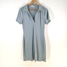 Calli shirt dress womens 14 blue short sleeve collar viscose blend 119149