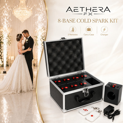 8-Pack Cold Spark Base System with Carrying Case for Events Weddings Parties