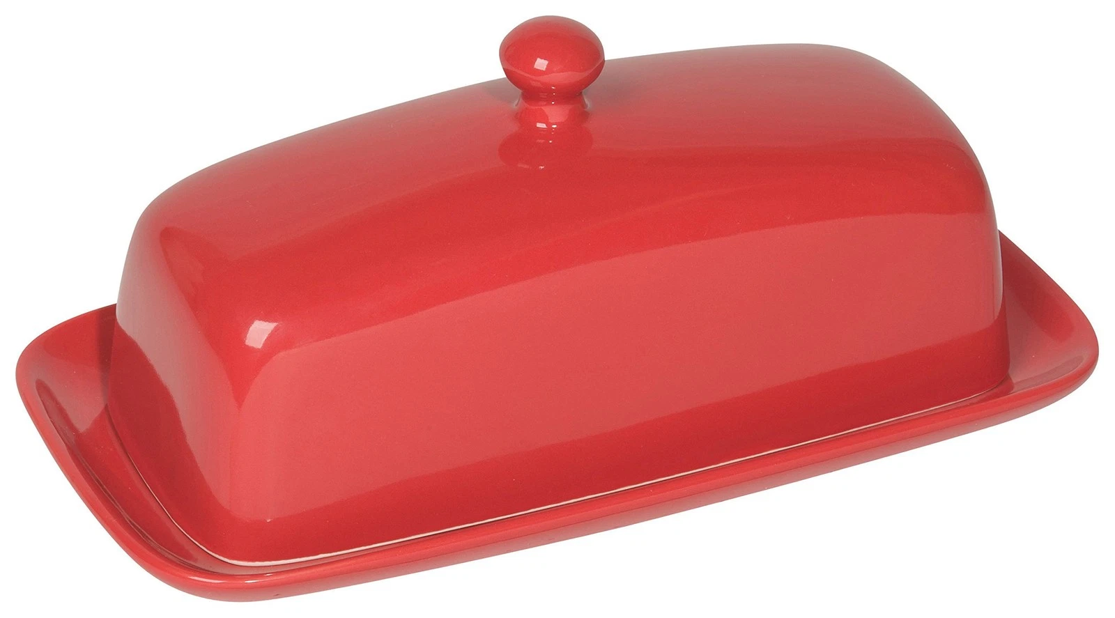 Now Designs Stoneware Rectangle Butter Dish Lid Red 8 5 x Functional Standard