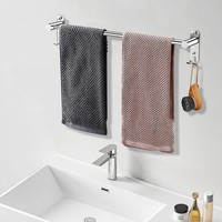 Wisebom Towel Rail Adjustable 43-75cm, Stainless Steel 43*10*9.4cm, Silver 