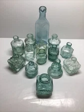 Antique 14 Piece Inkwell / Ink Bottle Lot.