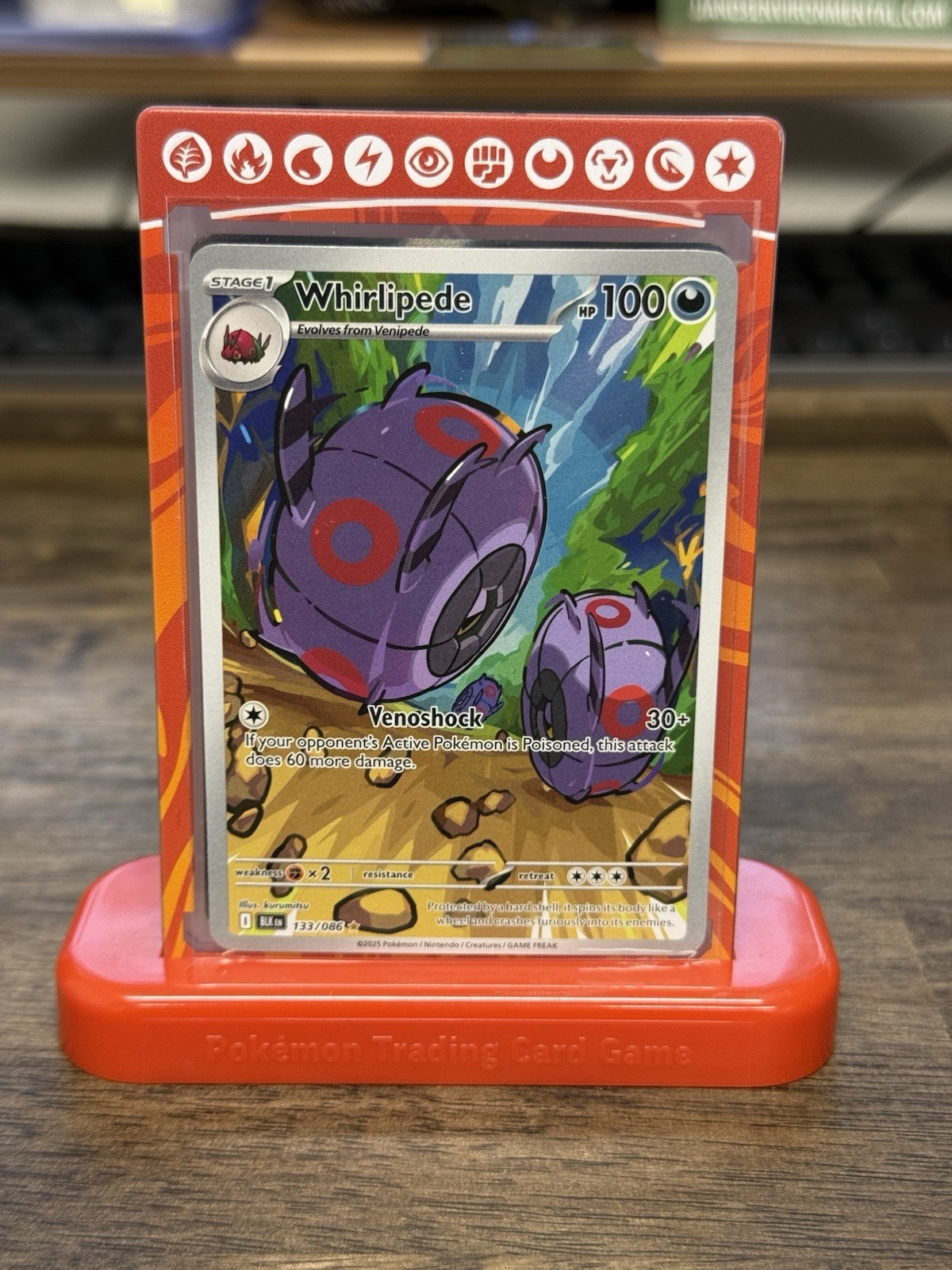Pokémon TCG Whirlipede 133/086 Black Bolt Illustration Rare Holo Card NM