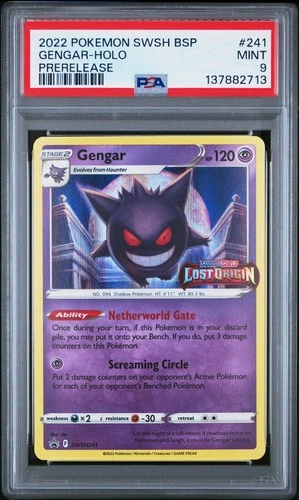 2022 POKEMON SWSH BLACK STAR PROMO PRERELEASE #241 GENGAR-HOLO PSA 9