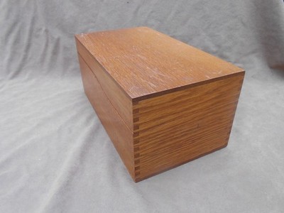 Vintage Globe Wernicke Wooden Oak Index Card Tray File Desk Recipe