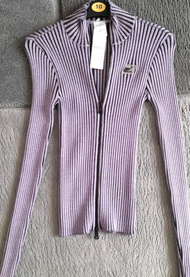 Iets Frans Size M (Approx 8)Purple Full Zip Ribbed Knit Jumper Urban Outfitters 