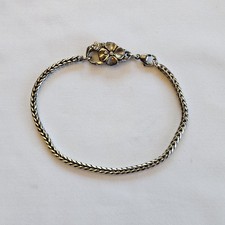 Trollbeads Sterling Silver Foxtail Bracelet with A Big Flower Clasp