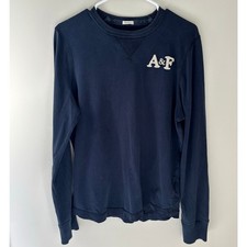 Y2K Abercrombie  Fitch Men's Muscle Fit Navy Cotton Shirt Preppy Stretchy Large