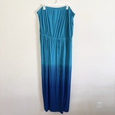 NWT Old Navy Aqua & Blue Ombre Strapless Tube Maxi Dress Size XXL Stretchy