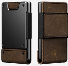 Mens Leather Wallet RFID Blocking Metal Card Holder Pull Tab Slim Cash Wallet