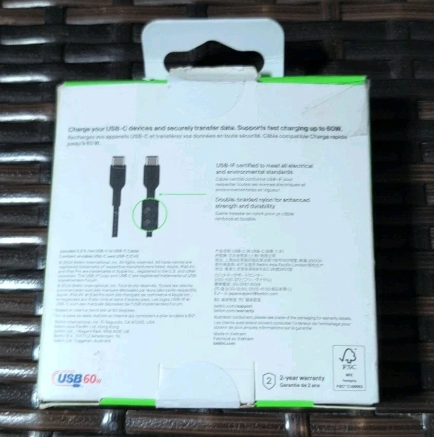Belkin BoostCharge Braided USB-C to USB-C Cable (1M/3.3ft) For Android & iPhone - Image 3 of 4