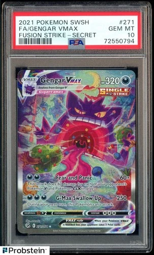 2021 Pokemon SWSH Fusion Strike Secret #271 FA Gengar VMAX PSA 10 GEM MINT