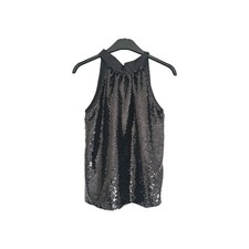 Beautiful Womens Halter Neck Top UK 10 Black Sequin Party Outfit