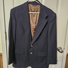 Bill Blass Sport Voat Blazer Mens M ? Navy Gold Button 100% Wool Made in USA