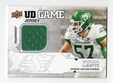2019 UD CFL Game Brendon LaBatte Cross GP-LB Saskatchewan Roughriders Regina