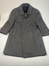 Cappotto uomo Odermark spina di pesce grigio lana vergine Scabal 56 58 vintage