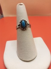 Wheeler Mfg. Vintage Navajo Inspired Blue Oval 7x3.5mm Turquoise Ring. Size 6.75
