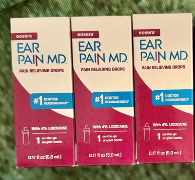 (3) Eosera Ear Pain MD Pain Relieving Drops  0.17oz.(5.0 mL)  Exp 07/2026