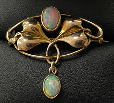 ANTIQUE 9CT GOLD OPAL BROOCH