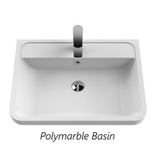 Nuie Lunar 600mm Satin White Wall Mounted Vanity Unit & Ceramic Basin 1-Drawer