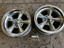 Vintage 2 15x7 Real Torq - T70 Thrusts Polished Lip 4 34 Chevy Camaro Nova