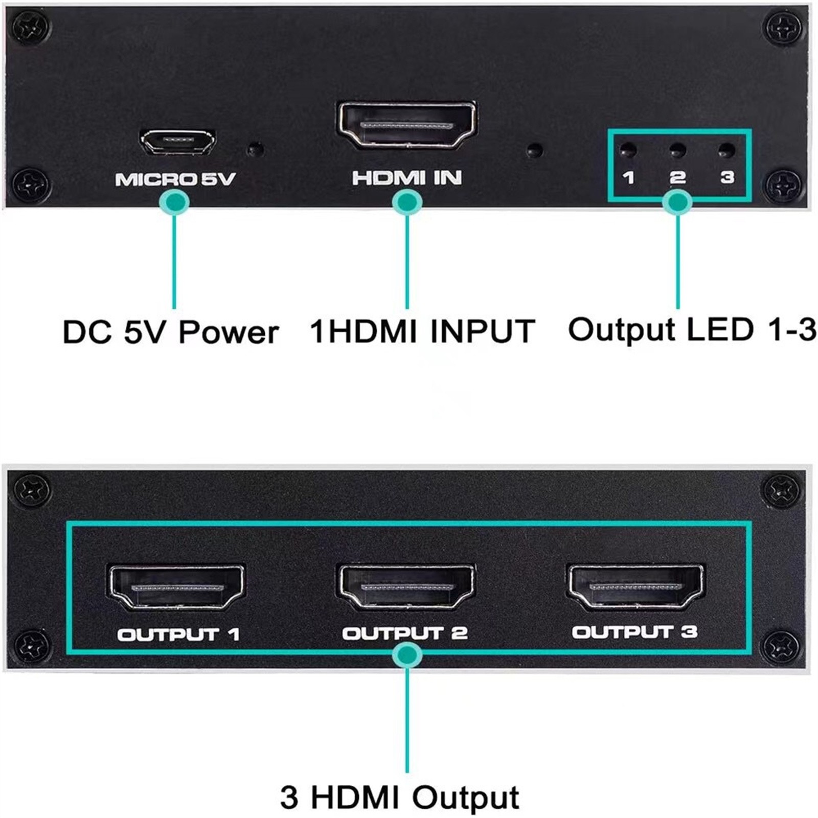 HDMI-Compatible Splitter 4K HDMI Splitter 1 In 3 Out 1x3 Converter 4 Ports