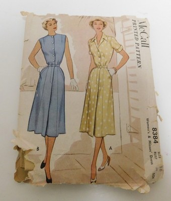 Rare Find 1951 McCall's Cut Pattern 8384 Dress Size 16 Bust 34