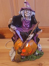 Vintage Byron Molds Ceramic Halloween Witch, Jack O Lantern, Cat