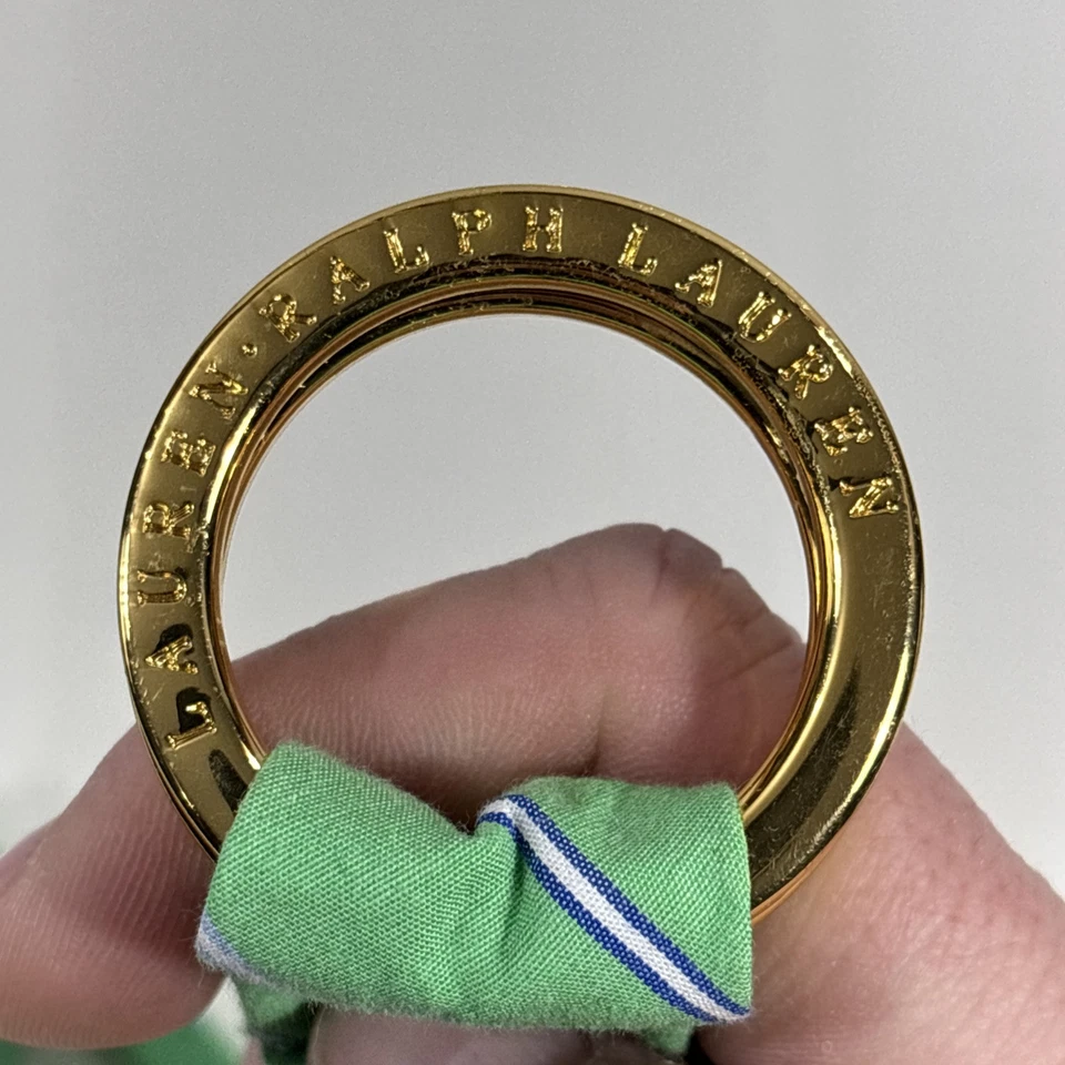 Lauren Ralph Lauren O-Ring Belt Women’s 40” Preppy Green Blue Stripe - Image 3 of 4