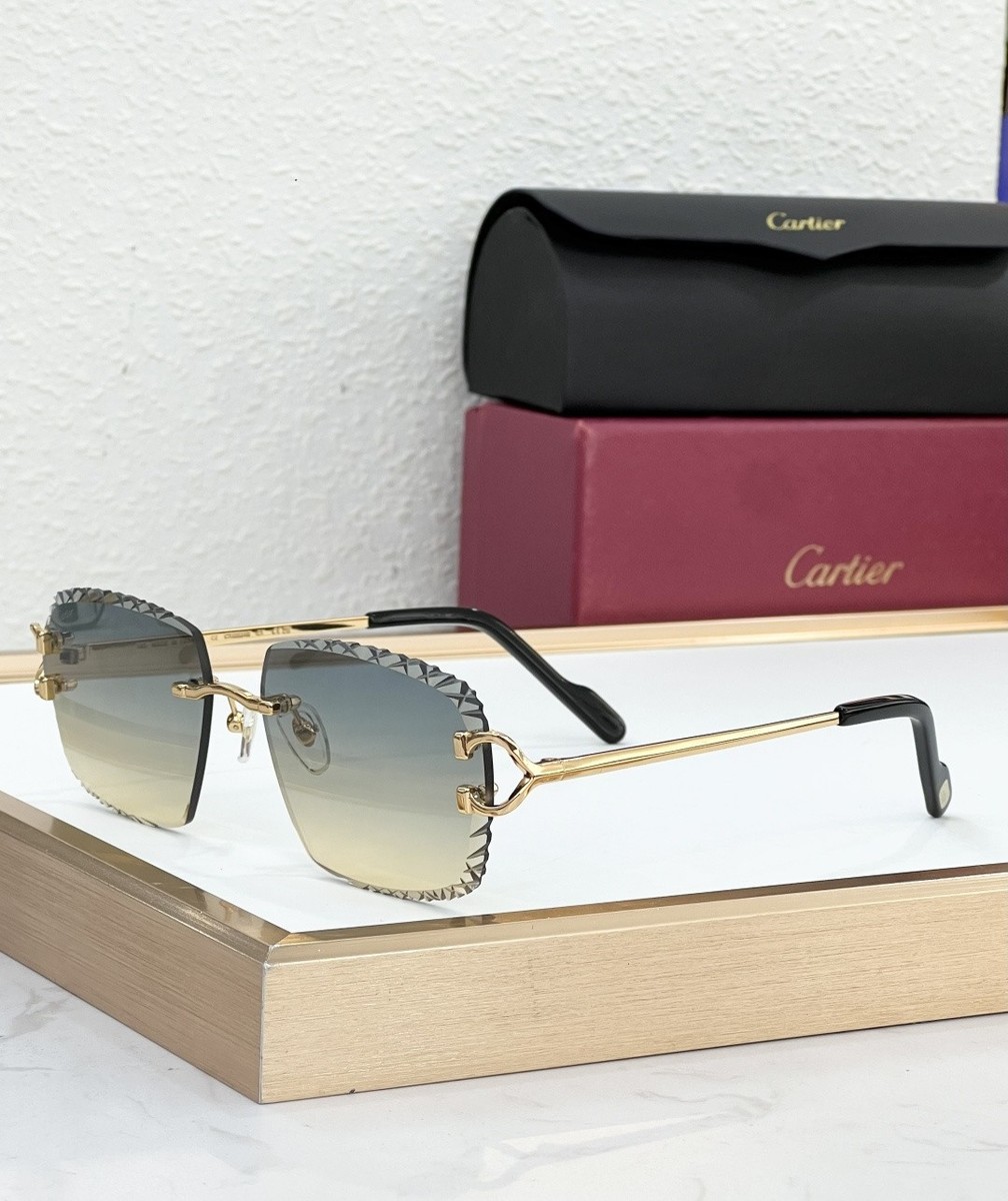 Cartier CT02031 Rimless Sunglasses Gold Faceted Photochromic Lens
