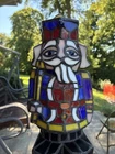 VTG Tiffany Style Stained Glass Nutcracker Table Lamp Bobble Head Holiday