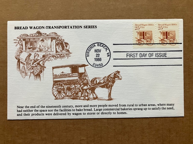 1986 25c Bread Wagon 1880s  2136 KMC Venture First Day Cover