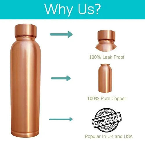 Handmade Pure Copper Water Bottle In Floral Design With Ayurvedic Health Benefits Yoga Fitness Copper Bottle Gift For Her Copper Drinkware - Foto 9