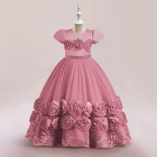 Abito da sera bambina a fiori abito da sfilata damigelle d'onore bambino matrimonio principessa abiti - Foto 6 di 33
