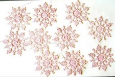 10 Large 3-1/2" Special Edition Pink Snowflake Christmas Tree Ornaments