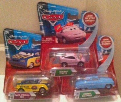 New Disney Pixar Cars Calypeer, Wilmar Flattz, Tom Diecast  Look My Eyes Change