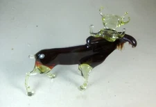 hand blown glass animals moose miniature art figurine ornament murano style 4.1"