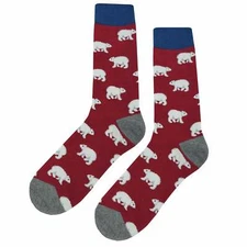 NWT Warm Polar Bear Dress Socks Novelty Men 8-12 Red Crazy Fun Sockfly