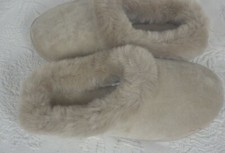 Ladies Scuffs Slippers Charter Club SMALL 5/6 Latte Tan Faux Fur Trim WARM NIB