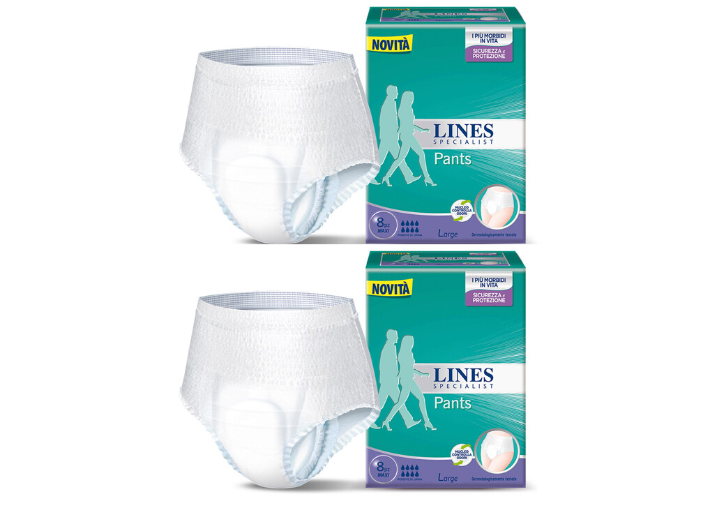16 Pannoloni a Mutandine adulti LINES SPECIALIST PANTS Incontinenza LARGE NUOVI