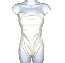 S White Bodysuit Wild Fable Spaghetti Strap Ribbed Texture Small Juniors Stretch