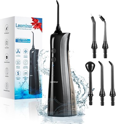 Leominor Zahnseide für Zähne - IPX7 wasserdichte Munddusche wiederaufladbar